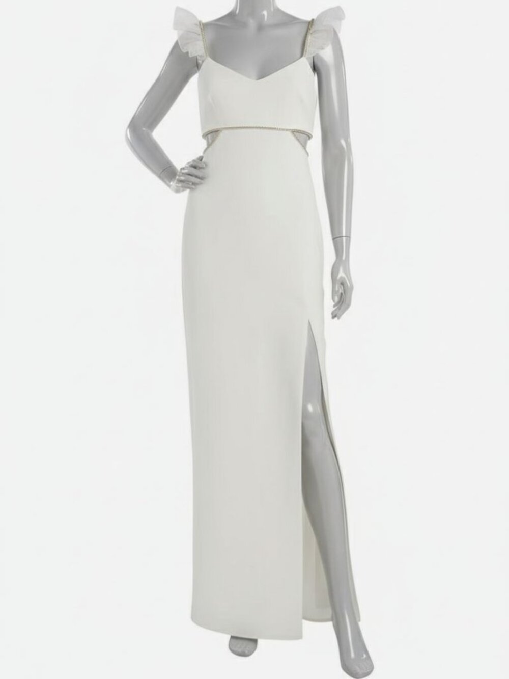 Likely Women's White Breonna Fluttery Ruffle Strap Gown Dress Size 6